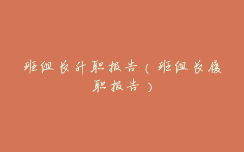 班组长升职报告(班组长履职报告)