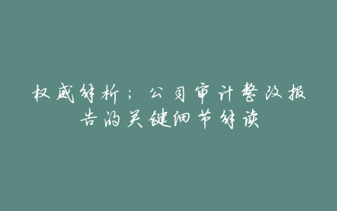 权威解析:公司审计整改报告的关键细节解读