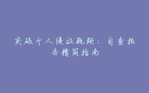 突破个人绩效瓶颈:自查报告精简指南