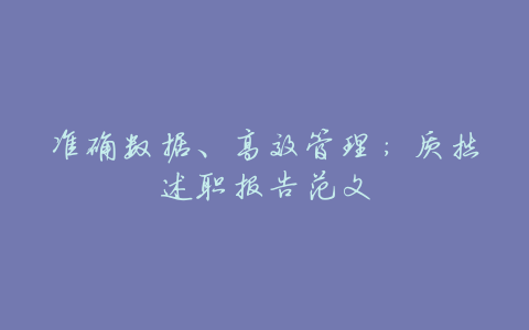 准确数据、高效管理:质控述职报告范文
