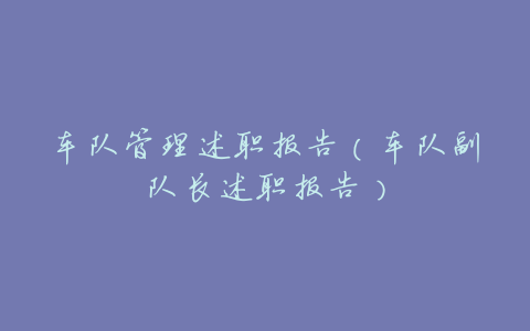 车队管理述职报告(车队副队长述职报告)
