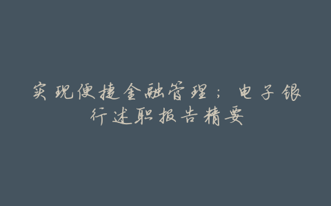 实现便捷金融管理:电子银行述职报告精要