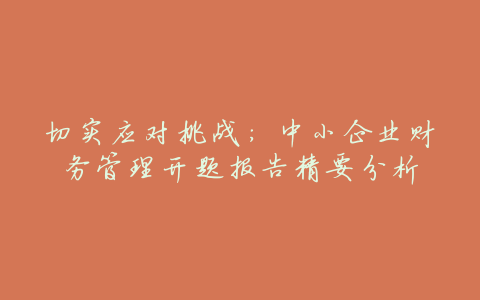 切实应对挑战:中小企业财务管理开题报告精要分析