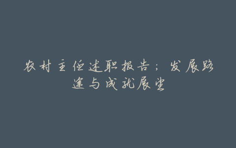 农村主任述职报告:发展路途与成就展望