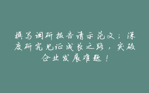 撰写调研报告请示范文:深度研究见证成长之路,突破企业发展难题!