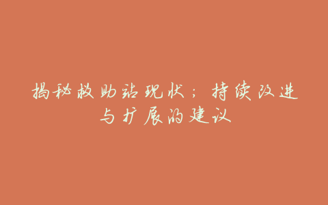 揭秘救助站现状:持续改进与扩展的建议