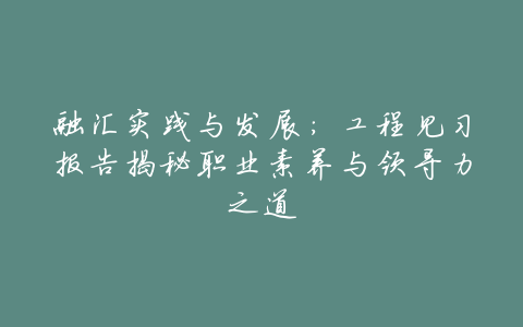 融汇实践与发展:工程见习报告揭秘职业素养与领导力之道