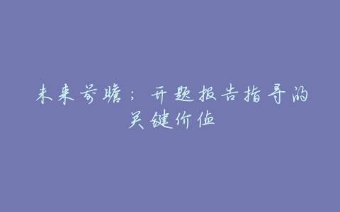 未来前瞻:开题报告指导的关键价值