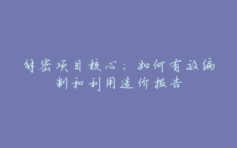 解密项目核心:如何有效编制和利用造价报告