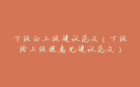 下级向上级建议范文(下级给上级提意见建议范文)