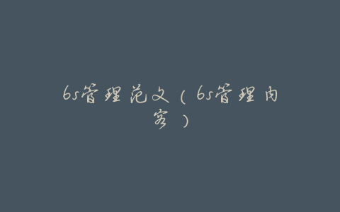 6s管理范文(6s管理内容)
