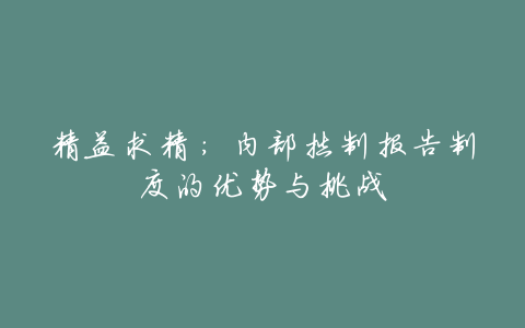 精益求精:内部控制报告制度的优势与挑战