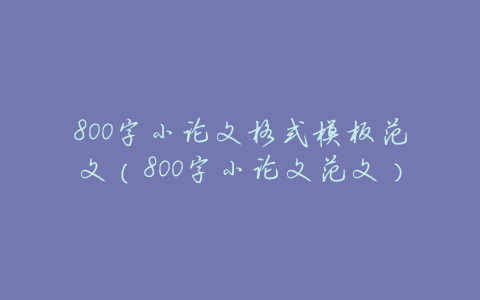 800字小论文格式模板范文（800字小论文范文）