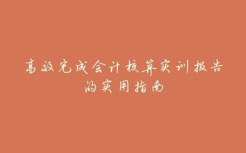 高效完成会计核算实训报告的实用指南