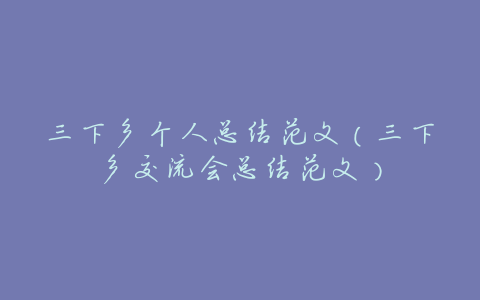 三下乡个人总结范文(三下乡交流会总结范文)