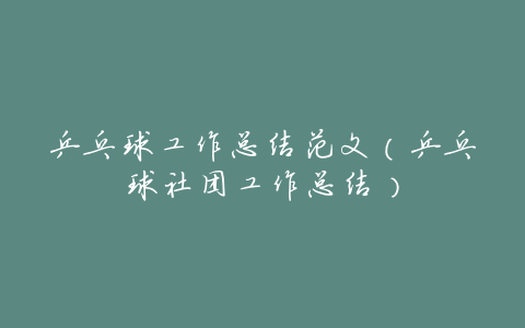 乒乓球工作总结范文(乒乓球社团工作总结)