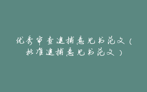 优秀审查逮捕意见书范文（批准逮捕意见书范文）