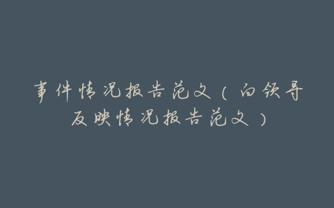 事件情况报告范文(向领导反映情况报告范文)