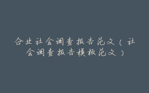 企业社会调查报告范文(社会调查报告模板范文)