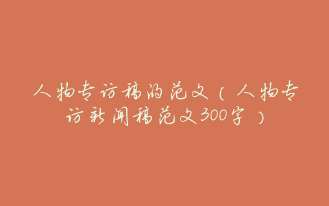人物专访稿的范文(人物专访新闻稿范文300字)