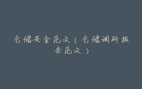 仓储安全范文(仓储调研报告范文)