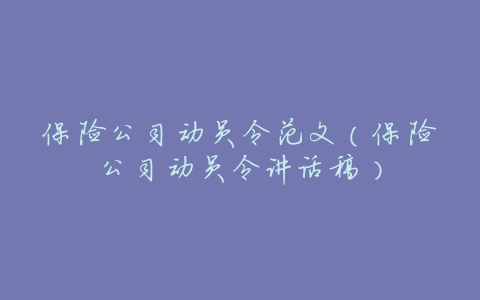 保险公司动员令范文(保险公司动员令讲话稿)