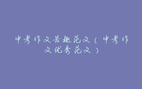中考作文苦趣范文(中考作文优秀范文)