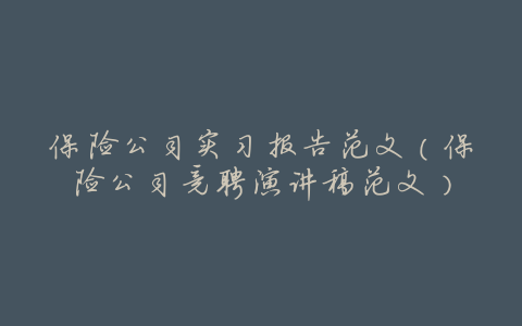 保险公司实习报告范文(保险公司竞聘演讲稿范文)