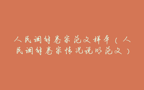 人民调解卷宗范文样本(人民调解卷宗情况说明范文)