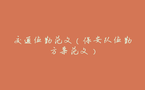 交通值勤范文(保安队值勤方案范文)