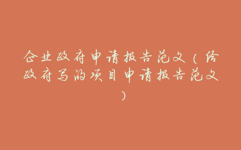 企业政府申请报告范文（给政府写的项目申请报告范文）
