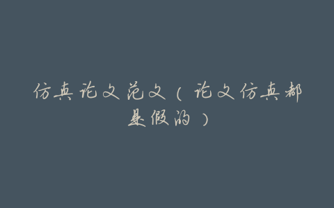 仿真论文范文(论文仿真都是假的)