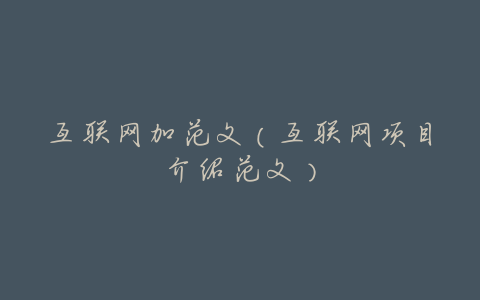 互联网加范文(互联网项目介绍范文)