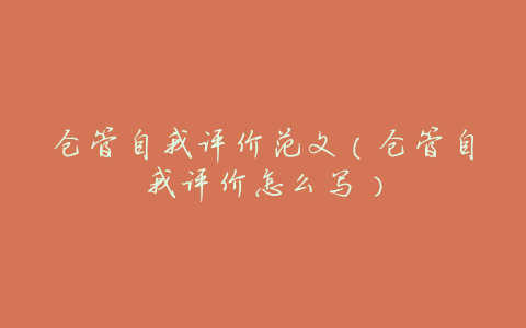 仓管自我评价范文(仓管自我评价怎么写)