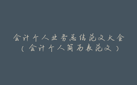 会计个人业务总结范文大全(会计个人简历表范文)