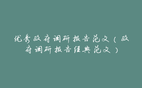 优秀政府调研报告范文(政府调研报告经典范文)