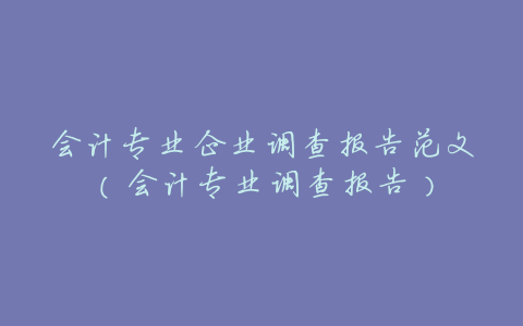 会计专业企业调查报告范文(会计专业调查报告)