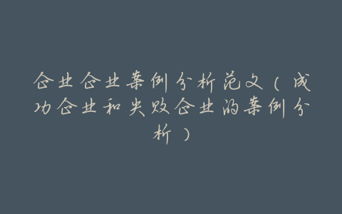 企业企业案例分析范文(成功企业和失败企业的案例分析)