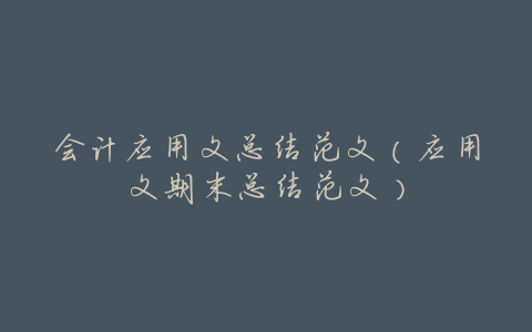 会计应用文总结范文(应用文期末总结范文)