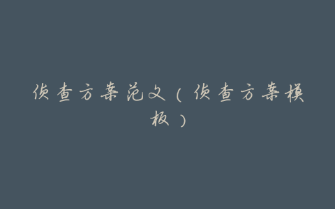 侦查方案范文(侦查方案模板)