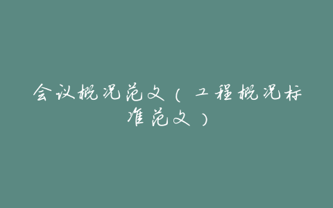 会议概况范文(工程概况标准范文)