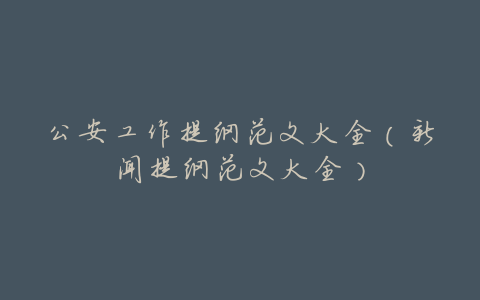 公安工作提纲范文大全(新闻提纲范文大全)