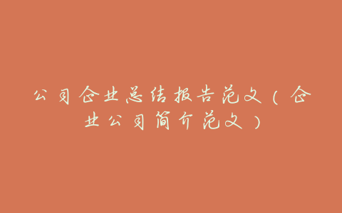 公司企业总结报告范文(企业公司简介范文)