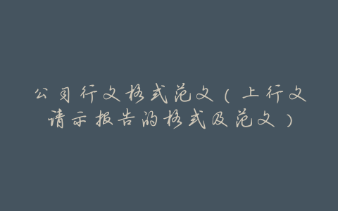 公司行文格式范文(上行文请示报告的格式及范文)