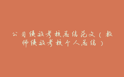 公司绩效考核总结范文(教师绩效考核个人总结)