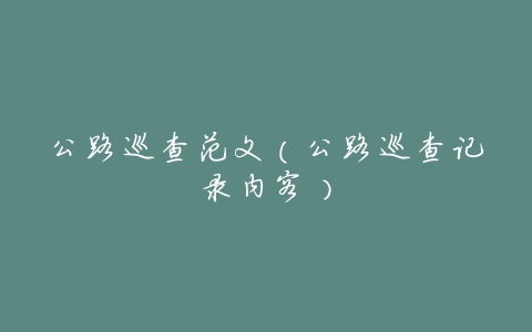 公路巡查范文(公路巡查记录内容)