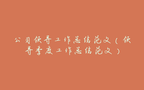 公司领导工作总结范文(领导季度工作总结范文)