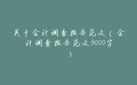 关于会计调查报告范文(会计调查报告范文3000字)