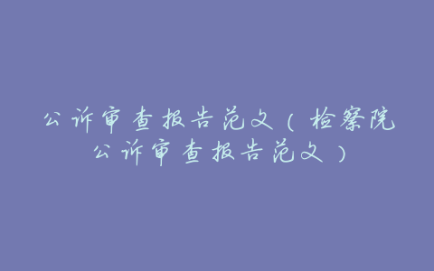 公诉审查报告范文(检察院公诉审查报告范文)
