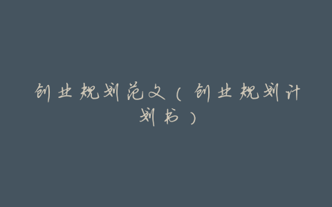 创业规划范文（创业规划计划书）